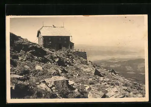 AK Schutzhaus auf dem Zirbitzkogel, Bergpanorama