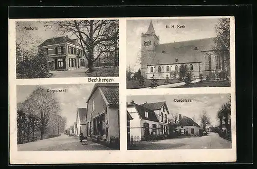 AK Beekbergen, Dorpstraat, Pastorie, N. H. Kerk
