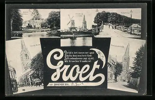 AK Doesburg, Schipbrug, Veerpoortstraat, Groote Kerk