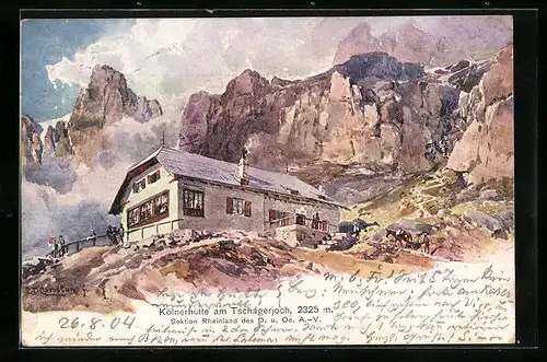 Künstler-AK Edward Theodore Compton: Kölnerhütte, Tschagerjoch