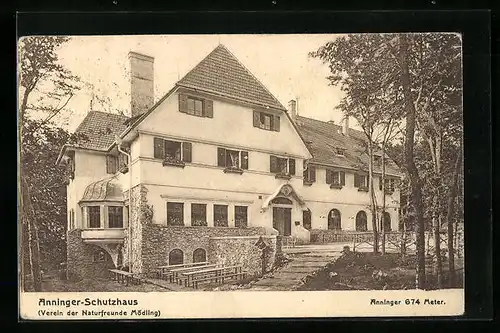 AK Anninger-Schutzhaus, Berghütte mit Aussenterrasse