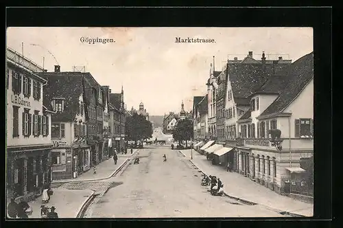 AK Göppingen, Marktstrasse mit Gasthaus zum Bären