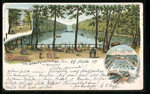 Lithographie Kaiserslautern, Gasthaus zum Blechhammer, Eisbahn