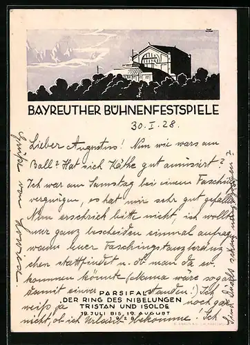 AK Bayreuth, Bühnenfestspiele 1928, Parsifal und Ring des Nibelungen im Festspielhaus