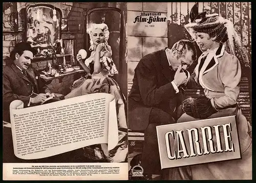 Filmprogramm IFB Nr. 1852, Carrie, Laurence Olivier, Jennifer Jones, Miriam Hopkins, Regie: William Wyler