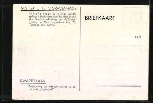 AK `s-Gravenhage, Kwartellaan