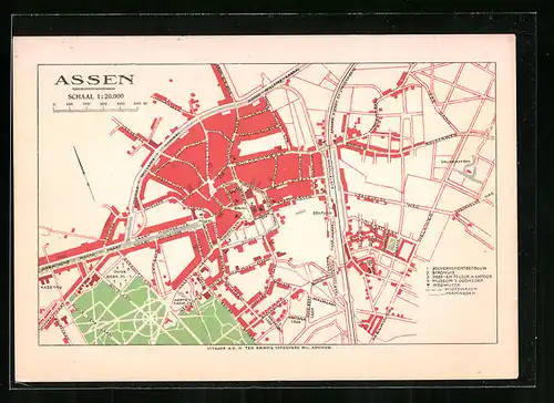 AK Assen, Stadsplattegrond, Stadhuis en Gouvernementsgebouw