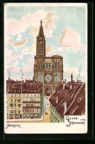 Lithographie Strassburg, Münster