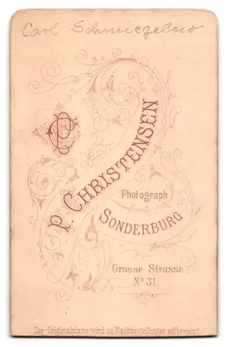 Fotografie P. Christensen, Sonderburg, Grosse Strasse 31, Junger Herr im Anzug mit Einstecktuch