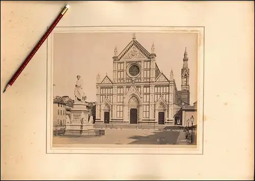 Fotografie unbekannter Fotograf, Ansicht Florenz - Firenze, Basilica Santa Croce e Monumento Dante Alighieri