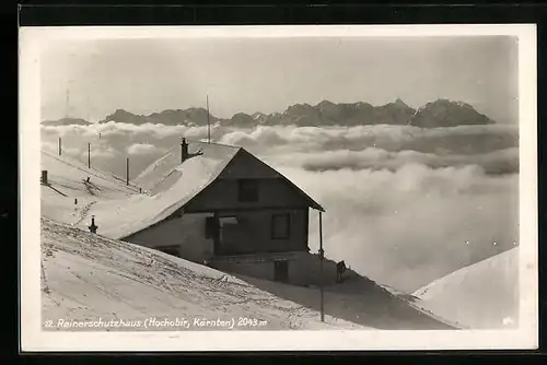 AK Rainerschutzhaus, Berghütte am Hochobir im Schnee