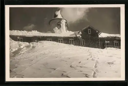 AK Zittelhaus, Berghütte auf dem Sonnblick im Schnee