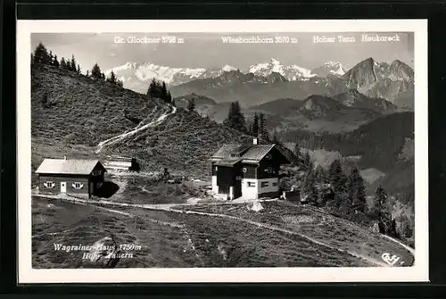 AK Wagrainer-Haus, Berghütte vor Alpenpanorama