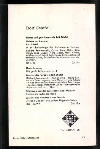 AK Musiker Rolf Stiefel lächelnd im Anzug mit Krawatte