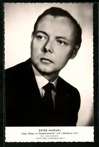 AK Musiker Peter Manuel im Anzug mit Krawatte