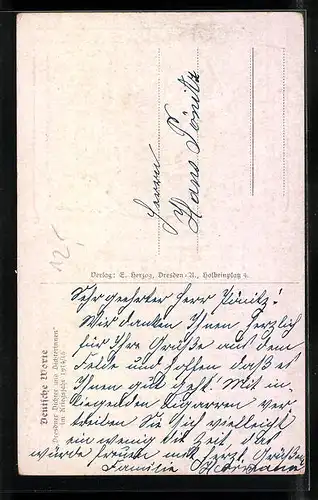 Künstler-AK Generalfeldmarschall von Mackensen im Portrait mit Kriegsgedicht