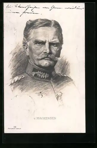 Künstler-AK Generalfeldmarschall von Macksensen in Uniform im Portrait