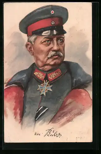 Künstler-AK General von Bülow in Uniform