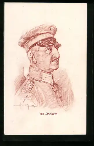 Künstler-AK General von Linsingen in Uniform