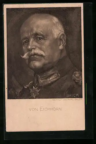 Künstler-AK General von Eichhorn in Uniform