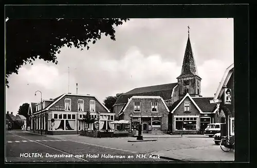 AK Holten, Dorpsstraat met Hotel Holterman en N. H. Kerk