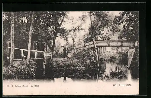 AK Giethoorn, Ortspartie am Wasser
