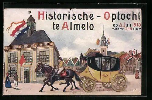 AK Almelo, Historische Optocht 1913, Postkutsche