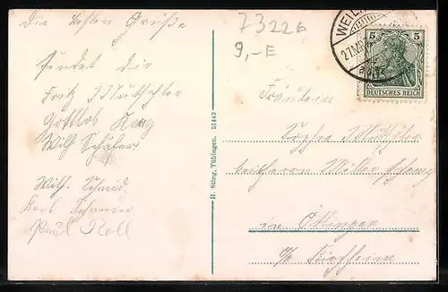 AK Bissingen, Gasthaus zur Diepoldsburg, Teck, Ruine Rauber