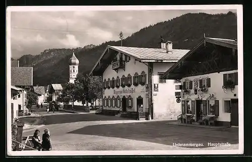 AK Unterammergau, Hauptstrasse, Metzgerei und Gasthof zur Post