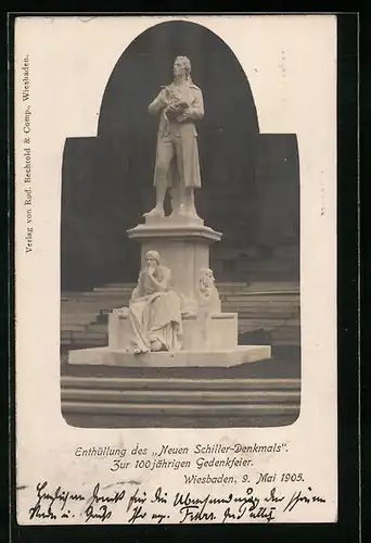 AK Wiesbaden, Enthüllung des neuen Schiller-Denkmals 1905