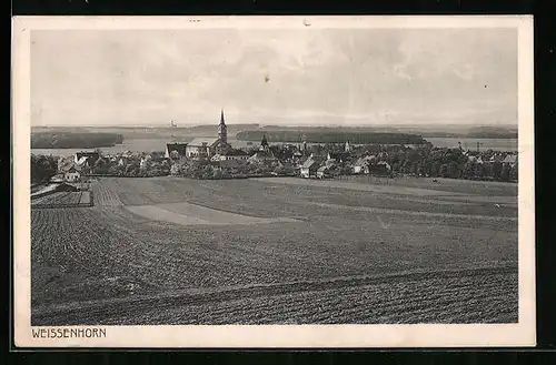 AK Weissenhorn, Ortsansicht mit Feldern