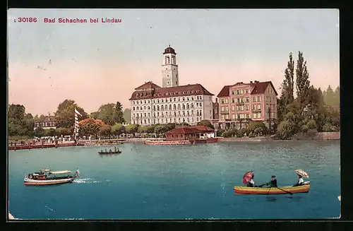 AK Bad Schachen, Ortsansicht mit Ruderpartie