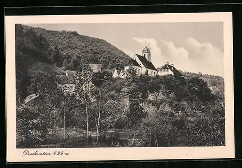 AK Drackenstein, Blick auf die Burg von unten