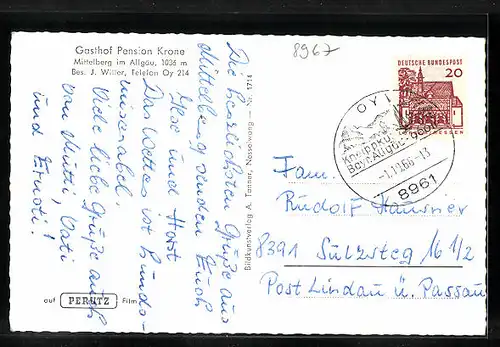 AK Mittelberg /Allg., Gasthof Pension Zur Krone