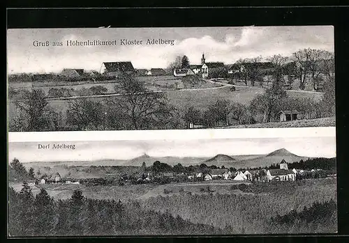 AK Kloster Adelberg, Ansichten des Klosters und des Dorfes