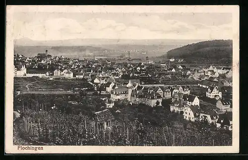 AK Plochingen, Fliegeraufnahme des Ortes