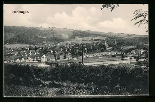 AK Plochingen, Fliegeraufnahme vom Ort