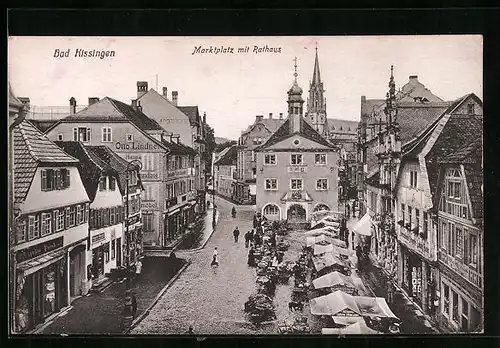 AK Bad Kissingen, Marktplatz mit Rathaus, Internationale Drogerie Ludwig Bauer