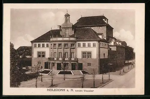 AK Heilbronn a. N., Neues Theater, Strassenpartie