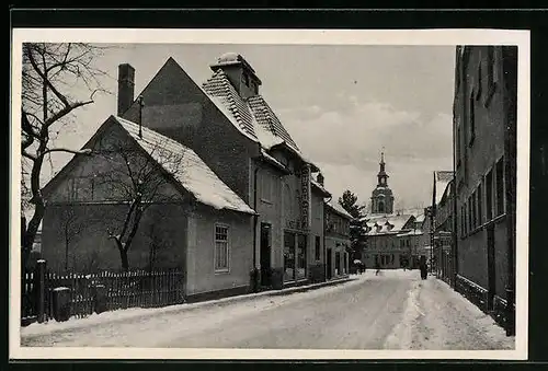 AK Zella-Mehlis i. Th., Blick vom Stadt-Cafe zur Kirche