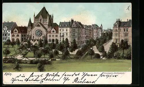 AK Köln-Neustadt, Synagoge am Königsplatz mit Beethovenstrasse