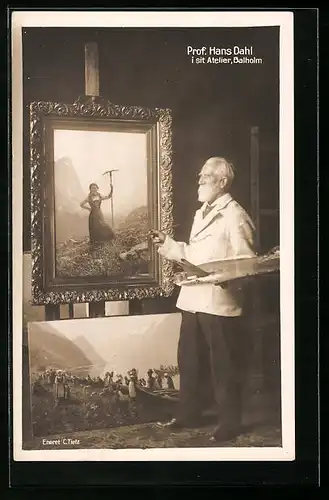 AK Maler Hans Dahl in seinem Atelier in Balholm