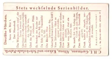 Sammelbild Gartmann-Schokolade, Deutsche Märchen, Serie 499, Bild 1, Der Nixenkuss