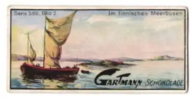Sammelbild Gartmann-Schokolade, Im Lande der tausend Seen, Serie 588, Bild 2, Im finnischen Meerbusen