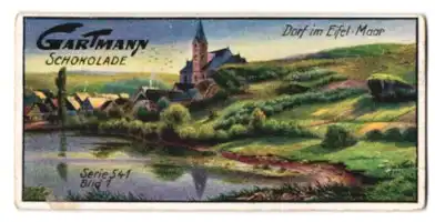 Sammelbild Gartmann-Schokolade, Bilder aus der Eifel, Serie 541, Bild 1, Dorf am Eifel-Maar