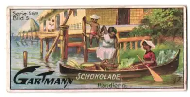 Sammelbild Gartmann-Schokolade, Inseln unter dem Winde, Serie 569, Bild 5, Händlerin