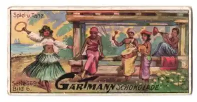 Sammelbild Gartmann-Schokolade, Inseln unter dem Winde, Serie 569, Bild 6, Spiel und Tanz