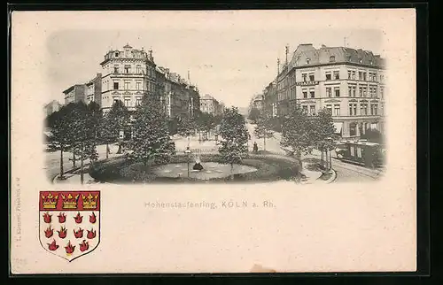 AK Köln a. Rhein, Villen am Hohenstaufenring, das Wappen