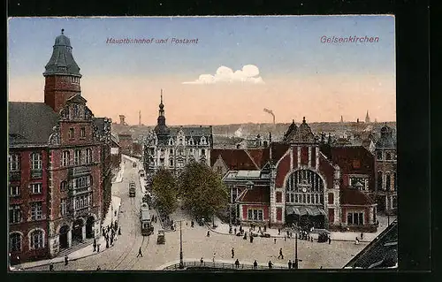 AK Gelsenkirchen, Hauptbahnhof und Postamt