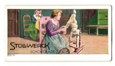 Sammelbild Stollwerck Schokolade, Der deutsche Rhein, Bild Nr. 15, Wasgenwälderin am Spinnrocken